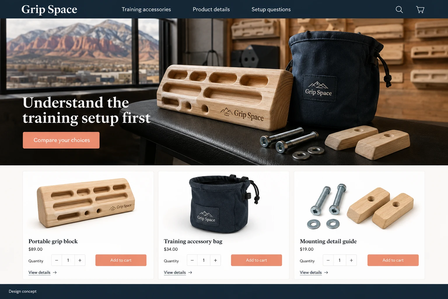 Utah website concept: Understand the training setup first; call to action: Compare your choices